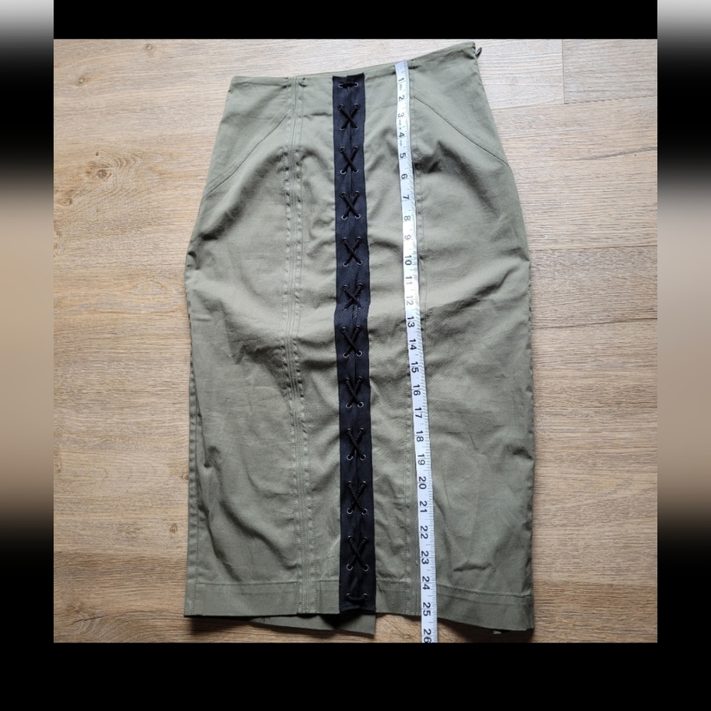 ALEXANDER MCQUEEN • MCQ • Lace-up front green pencil skirt